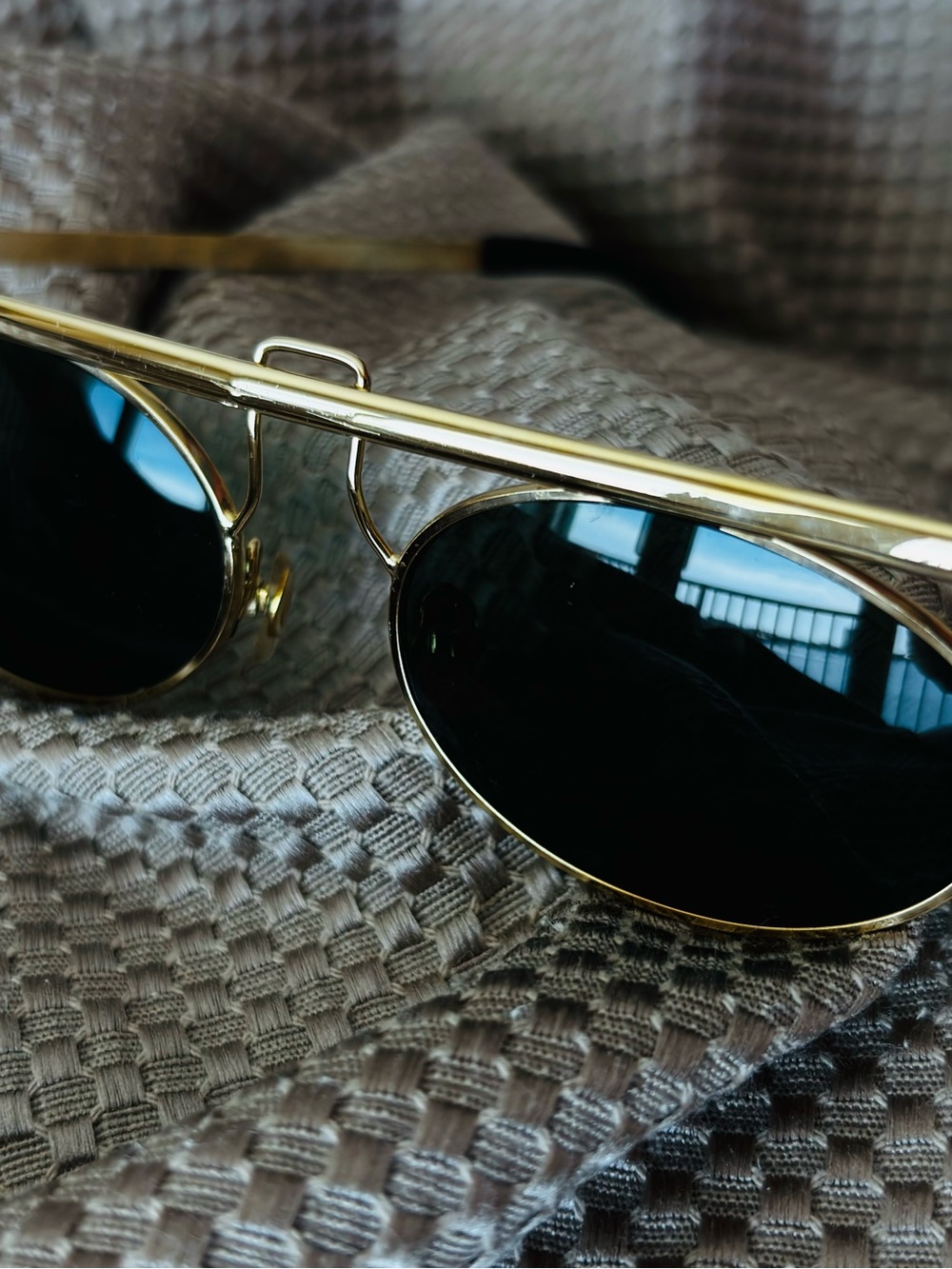 Gold Stylish Sunglasses with Black Lenses